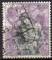 ESPAÑA 1962 1470 Sello Misterios del Santo Rosario Coronación de Espinas Tiepolo Usado