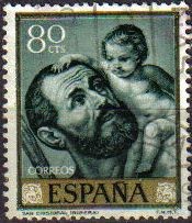 ESPAÑA 1963 1501 Sello José de Ribera El Españoleto San Cristobal Usado