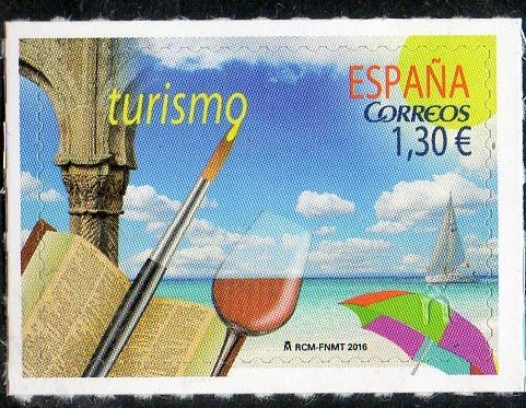 5020- Turismo. Turismo de costa con el mar ,el velero y la sombrilla.