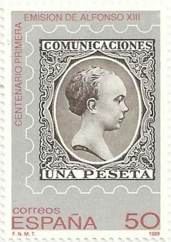 CENTENARIO DE LA PRIMERA EMISIÓN DE ALFONSO XIII. SELLO DE ALFONSO XIII DE 1889. EDIFIL 3024