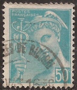 Mercurio - -Postes Françaises  1942  50 cents