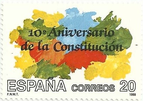 X ANIVERSARIO DE LA CONSTITUCIÓN DE 1978. SIMBOLISMO DEL MAPA POLÍTICO. EDIFIL 2982