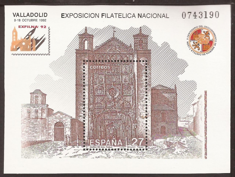 Exposición Filatélica Nacional. EXFINLA'92. Valladolid   1992   27 ptas