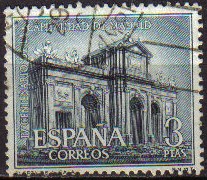 ESPAÑA 1961 1392 Sello Centenario Capitalidad de Madrid Puerta de Alcala usado