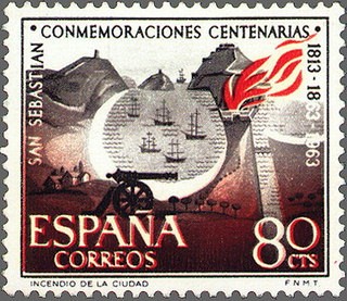 ESPAÑA 1963 1517 Sello Nuevo Conmemoraciones de San Sebastián Incendio de 1813