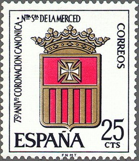 ESPAÑA 1963 1521 Sello Nuevo Coronación Ntra. Sra. De la Merced Escudo de la Orden c/señal charnela