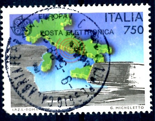 ITALIA_SCOTT 1736 CORREO ELECTRONICO, MAPA DE ITALIA. $0,85