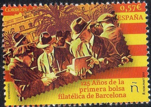 5050 - Efemérides. 125 años de la primera bolsa filatélica de Barcelona. 