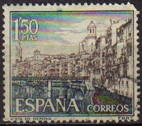 ESPAÑA 1964 1550 Sello Serie Turistica Paisajes y Monumentos Gerona Usado