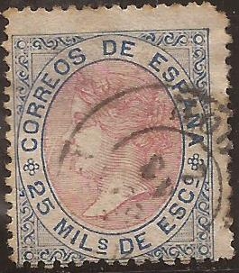 Isabel II  1867  25 mils de escudo