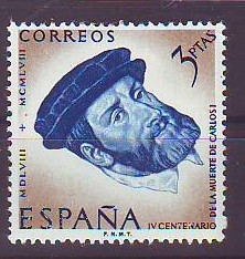 ESPAÑA SEGUNDO CENTENARIO NUEVO Nº 1231 ** 3P AZUL Y CASTAÑO CARLOS I