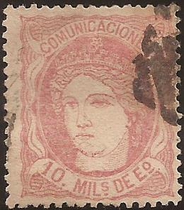 Efigie alegórica de España  1870  10 milésimas escudo