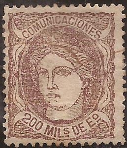 Efigie alegórica de España  1870  200 milésimas escudo