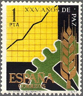 ESPAÑA 1964 1582 Sello Nuevo XXV Años de Paz Española Desarrollo Producción