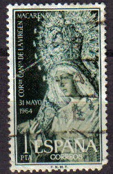 ESPAÑA 1964 1598 Sello Coronacion Virgen Macarena Usado