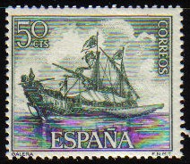 ESPAÑA 1964 1602 Sello Nuevo Barcos Marina Española Galera