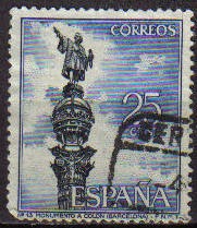 ESPAÑA 1965 1643 Sello Serie Turistica Monumento a Colón Barcelona Usado