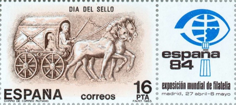 DIA DEL SELLO AÑO 1983 Carro de correo romano