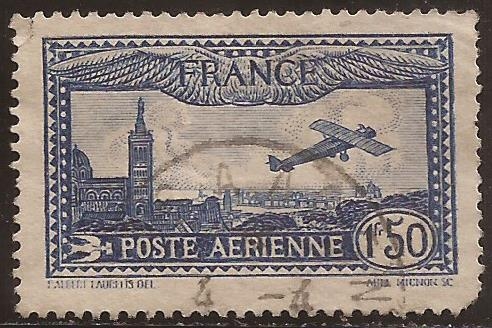 Avión volando sobre Marseille  1930  1,50 Fr