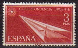ESPAÑA 1965 1671 Sello Nuevo Correspondencia Urgente Yv1331 Avión Papel