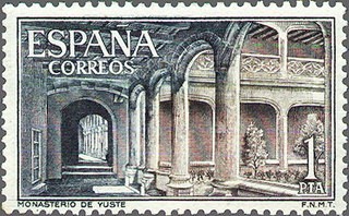 ESPAÑA 1965 1686 Sello Nuevo Monasterio de Yuste Claustro