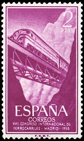 ESPAÑA SEGUNDO CENTENARIO NUEVO Nº 1236 ** 2P MALVA FERROCARRILES