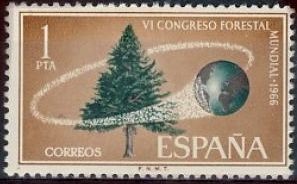 ESPAÑA 1966 1736 Sello Nuevo Congreso Forestal Mundial