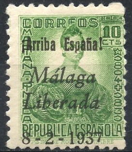 ESPAÑA_SCOTT 10L8 EMISION PATRIOTICA MALAGA. $0,3