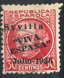 ESPAÑA_SCOTT 14L8 EMISION PATRIOTICA SEVILLA. $1,25