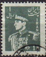IRAN 1951 Scott 956 Sello Retrato Militar Mohammad Reza Shah Pahlavi Usado