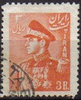 IRAN 1951 Scott 960 Sello Retrato Militar Mohammad Reza Shah Pahlavi Usado