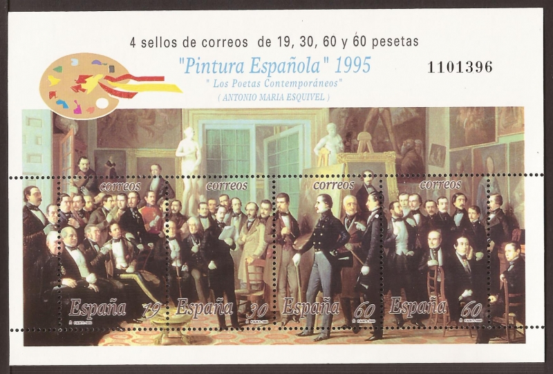 Los Poetas Contemporáneos, de Antonio Mª Esquivel  1995  4 sellos 169 ptas