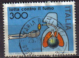 ITALIA 1982 Scott 1504 Sello Lucha contra el Tabaco NO SMOKING Michel 1789 Usado