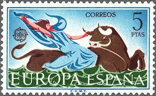 ESPAÑA 1966 1748 Sello Nuevo Serie Europa El rapto de Europa por Zeus