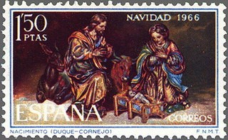 España 1966 1764 Sello ** Navidad Nacimiento (Duque de Cornejo) completa Timbre Espagne Spain Spagna