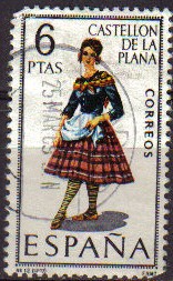 ESPAÑA 1967 1778 Sello Trajes Típicos Españoles Castellón de la Plana Usado