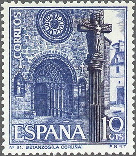 ESPAÑA 1967 1802 Sello Nuevo Turismo Iglesia Sta. Mª do Azougue Betanzos Coruña