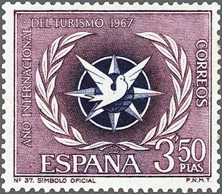 ESPAÑA 1967 1806 Sello Nuevo Turistica Emblema Año Internacional Turismo