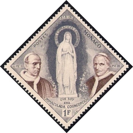 Virgen María y Papas Pio IX y XII