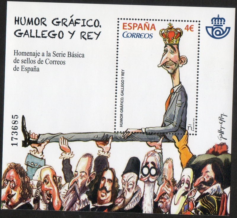 5060- Humor Gráfico. Homenaje a la serie básica de sellos de Correos de España.Gallego y Rey.