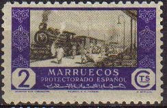 MARRUECOS Español 1948 Edifil280 Sello Nuevo Tren C0mercio por Ferrocarril