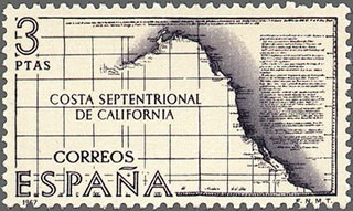 ESPAÑA 1967 1824 Sello Nuevo VIII Forjadores de América Costa Septentrional de California