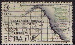 ESPAÑA 1967 1824 Sello VIII Forjadores de América Costa Septentrional de California Usado