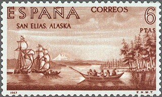 ESPAÑA 1967 1826 Sello Nuevo VIII Forjadores de América San Elias Alaska Barcos