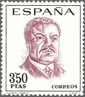 ESPAÑA 1967 1832 Sello Nuevo Serie Centenario Celebridades Rubén Dario c/señal charnela