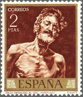 ESPAÑA 1968 1859 Sello Nuevo Pintor Mariano Fortuny Marsal Viejo Desnudo al Sol