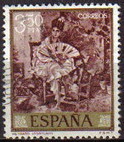 ESPAÑA 1968 1861 Sello Pintor Mariano Fortuny Marsal Retrato Usado