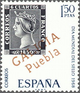 ESPAÑA 1968 1869 Sello Nuevo Dia Mundial del Sello Galicia Puebla