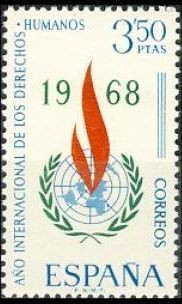 ESPAÑA 1968 1874 Sello Nuevo Año Internacional Derechos Humanos Stamp Yv1533