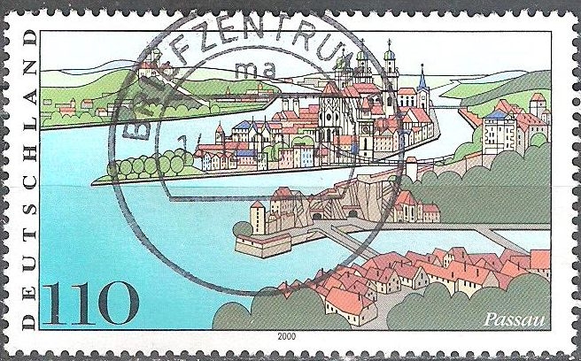 Paisajes en Alemania,los ríos Danubio, Inn y Ilz en Passau.  